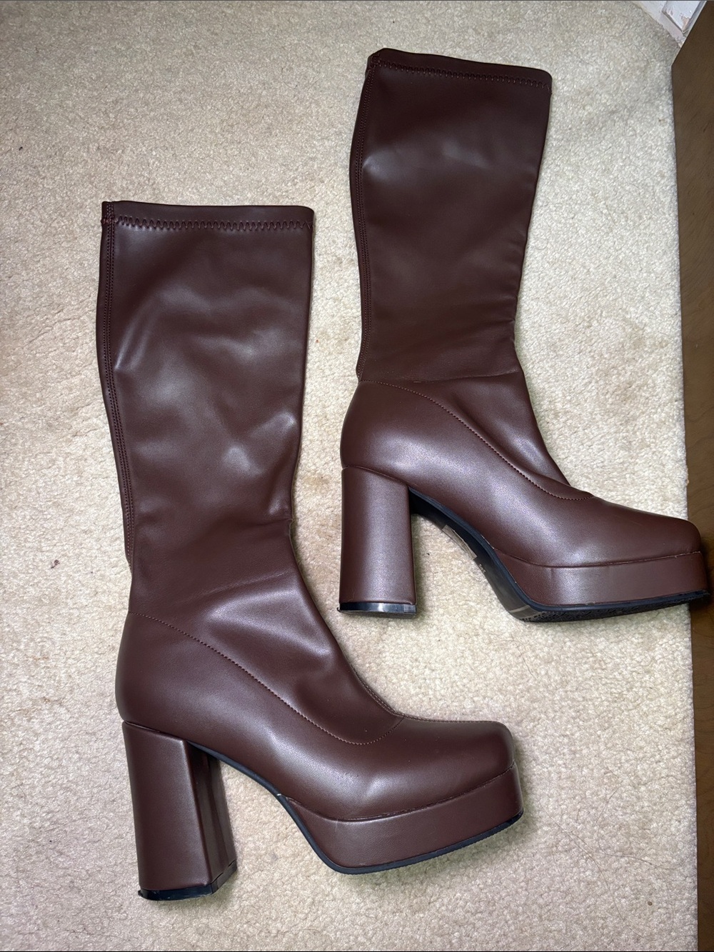 Women's Brown Platform Knee-High Boots